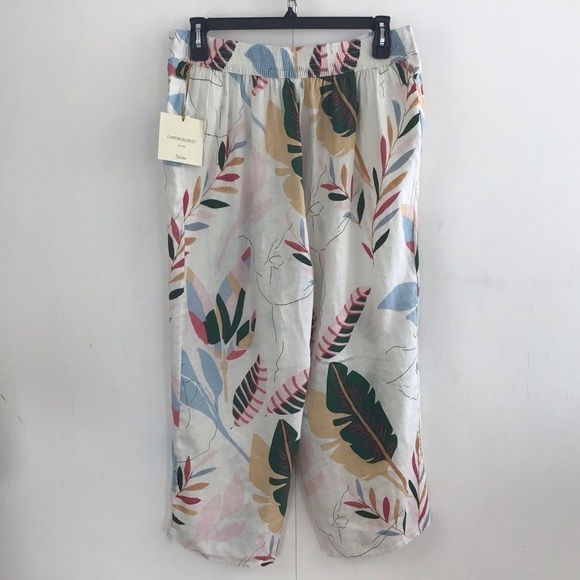 Cynthia Rowley linen machine washable Curve leaf print flat front pants 1X NWT - Picture 4 of 9
